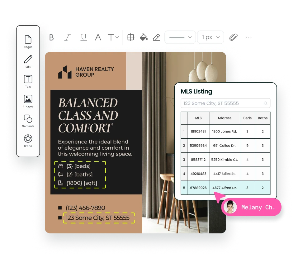 Create your marketing <br>materials faster with our MLS integration